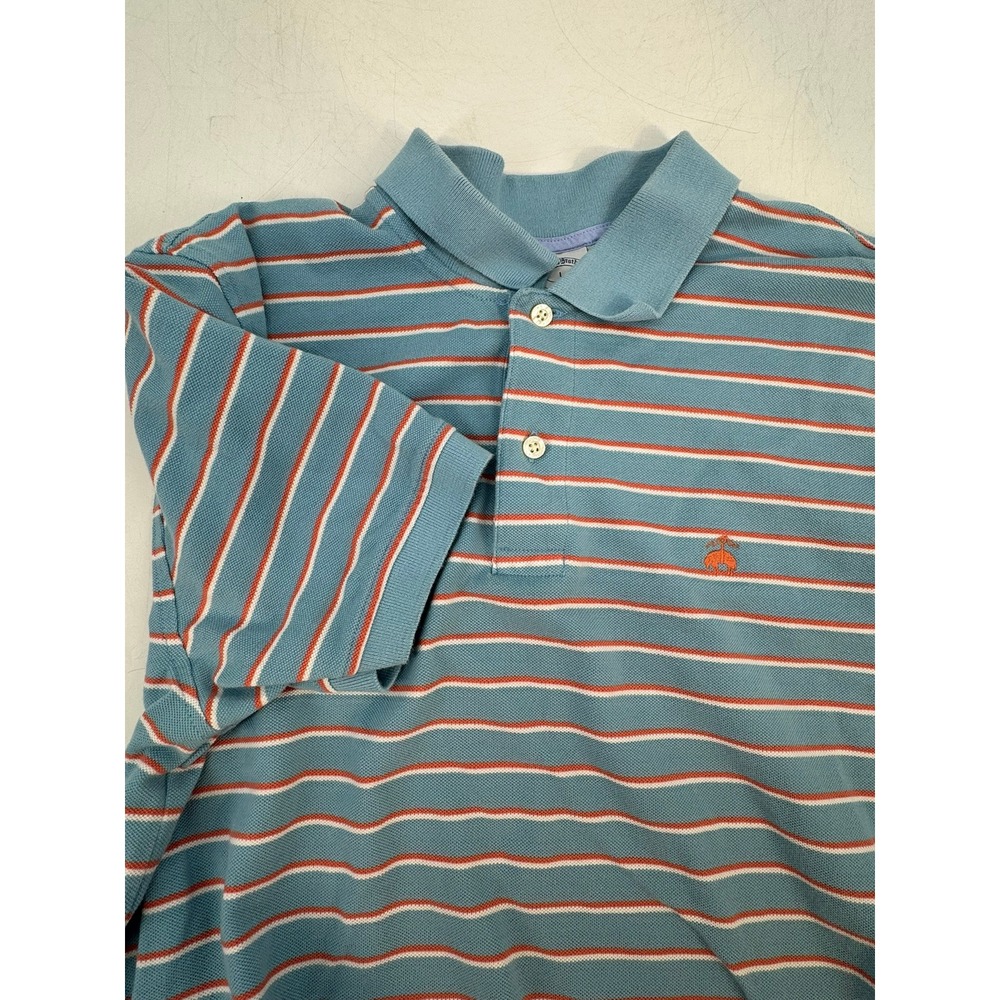 Brooks Brothers Blue Performance‎ Polo Slim Fit Shirt Mens Large Striped Golf